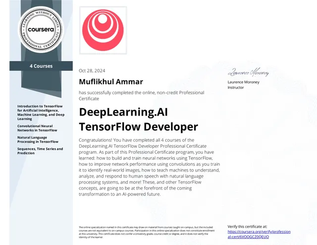 Sertifikat DeepLearning.AI TensorFlow Developer